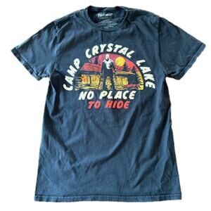 ⭐️ Friday The 13th Camp‎ Crystal Lake No Place To Hide Black 100% Cotton T-Shirt